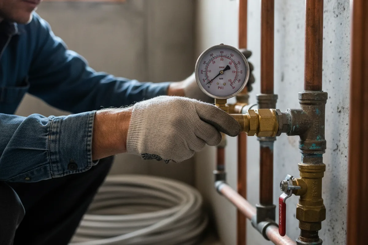 Pressure testing a repaired line during Water Line Repair in Garland