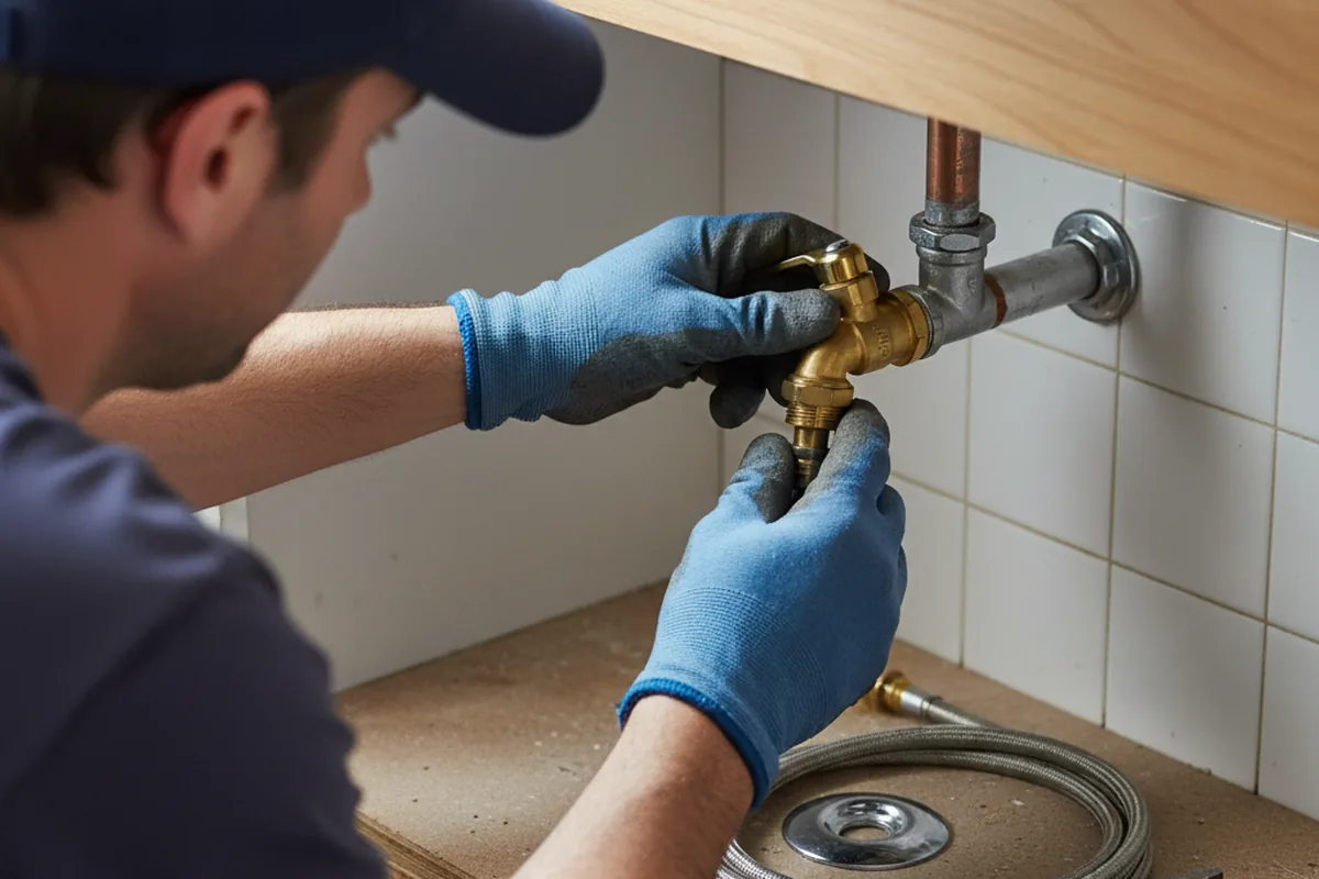 Shutoff valve and fitting work during Burst Pipe Repair in Garland